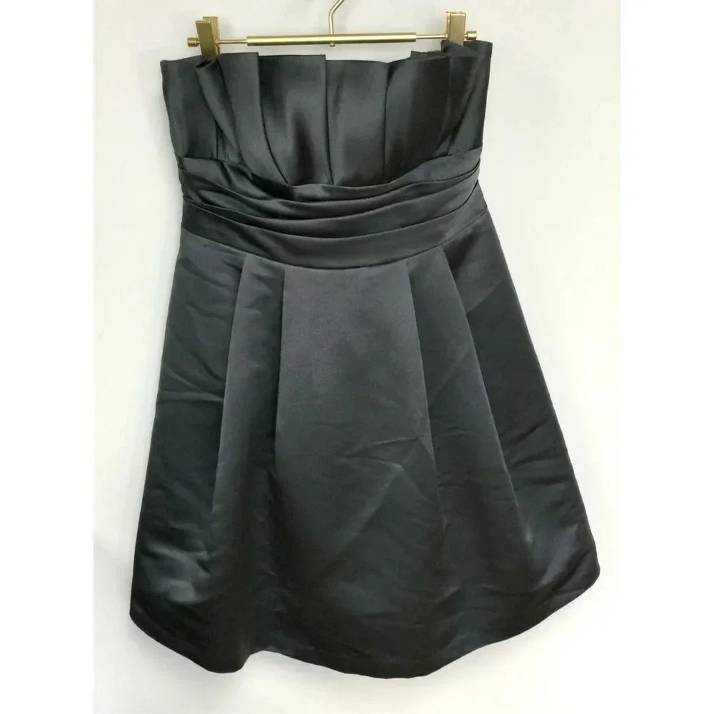 Priscilla of Boston Womens Black Ruched‎ Pleated Lined Strapless Dress Size 10